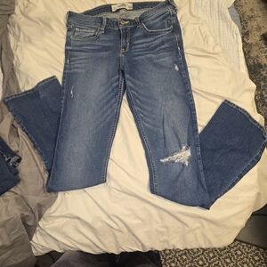 Hollister Mid Blue Distressed Straight Leg Jeans